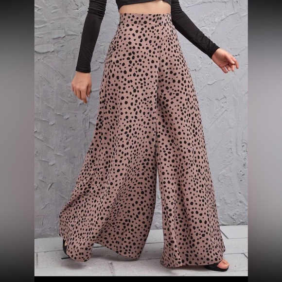 SHEIN Pants - SHEIN VCAY Speckled Print High-Rise Wide Leg Pants Sz L (12-14)